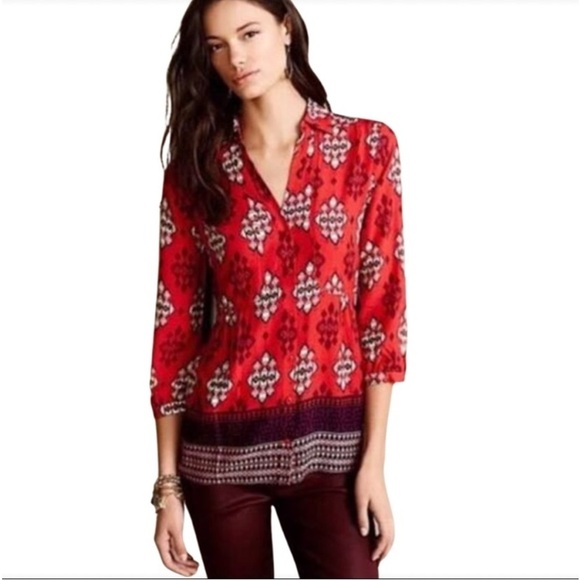 Anthropologie Maeve Woodland Park Blouse - Picture 2 of 6